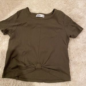 Green knotted Hollister crop top